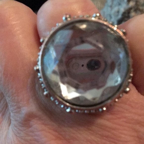 Hammered copper ring with a mirror stone - Picture 4 of 5